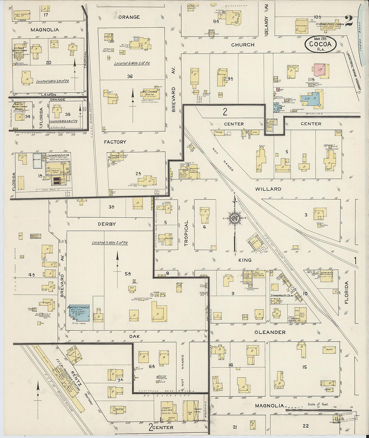 Cocoa, Brevard County, Florida 1915 (Sheet 2 of 3) by Relic Map Company