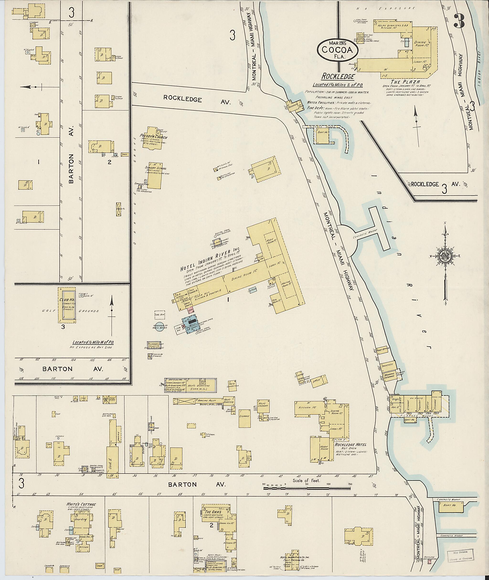 This old map of Cocoa, Brevard County, Florida was created by Sanborn Map Company in 1915