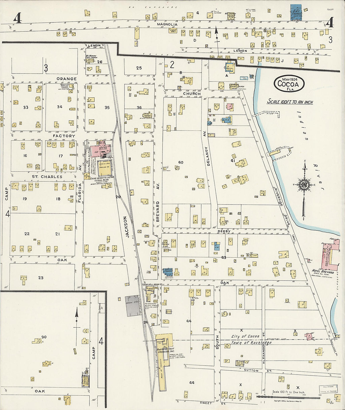 Cocoa, Brevard County, Florida 1924 (Sheet 4) by Relic Map Company