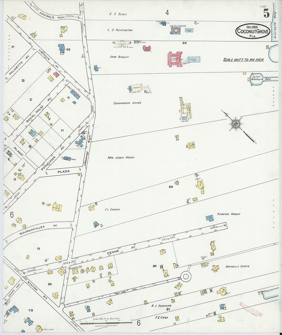 This old map of Coconut Grove, Dade County, Florida was created by Sanborn Map Company in 1920