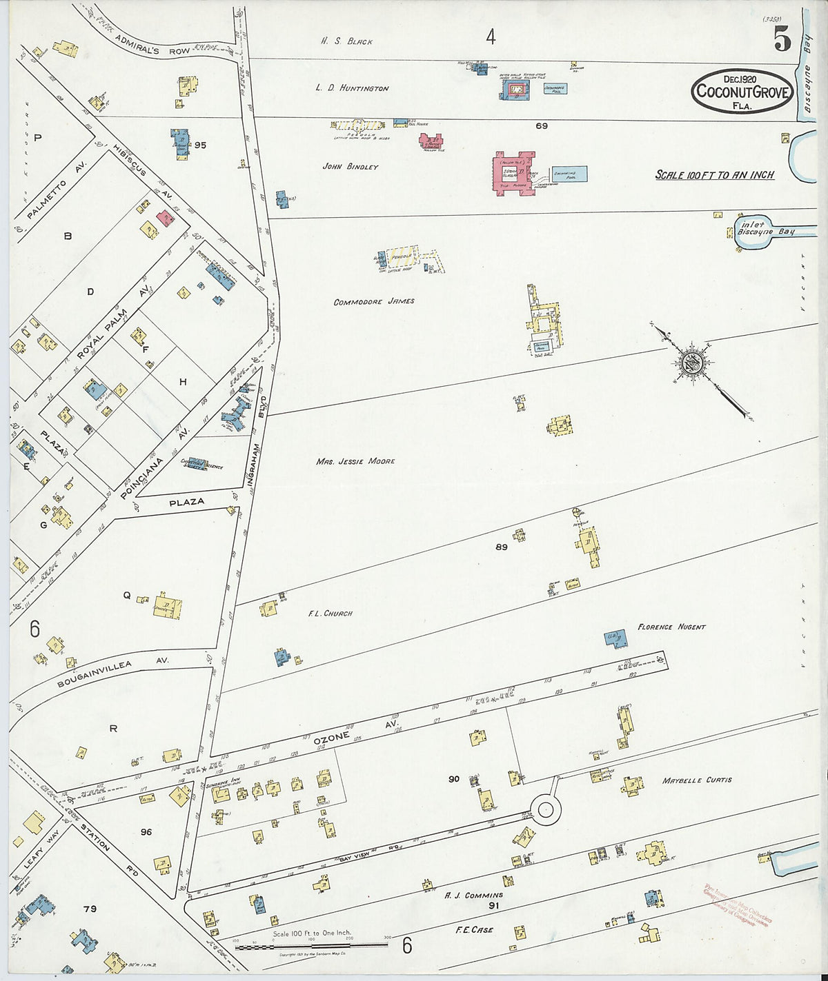 Coconut Grove, Dade County, Florida 1920 (Sheet 5 of 6) by Relic Map Company