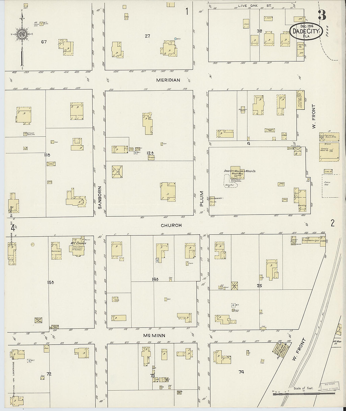 Dade City, Pasco County, Florida 1914 (Sheet 3 of 6) by Relic Map Company