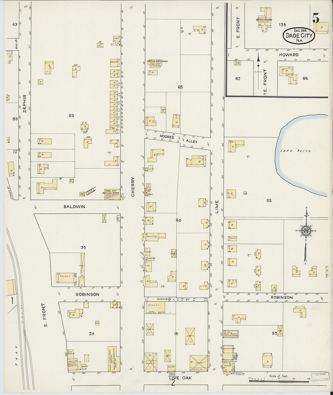 This old map of Dade City, Pasco County, Florida was created by Sanborn Map Company in 1914