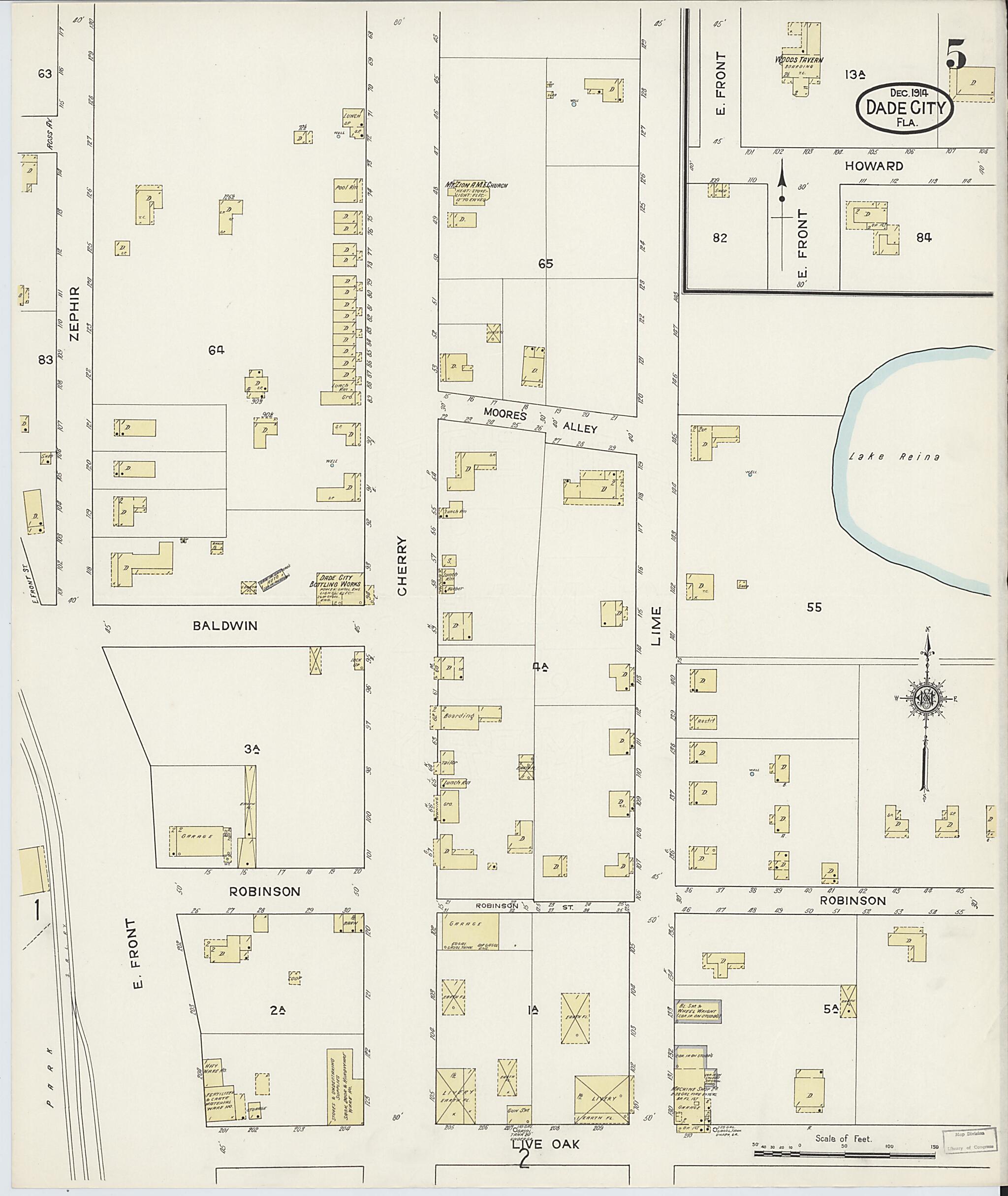 This old map of Dade City, Pasco County, Florida was created by Sanborn Map Company in 1914