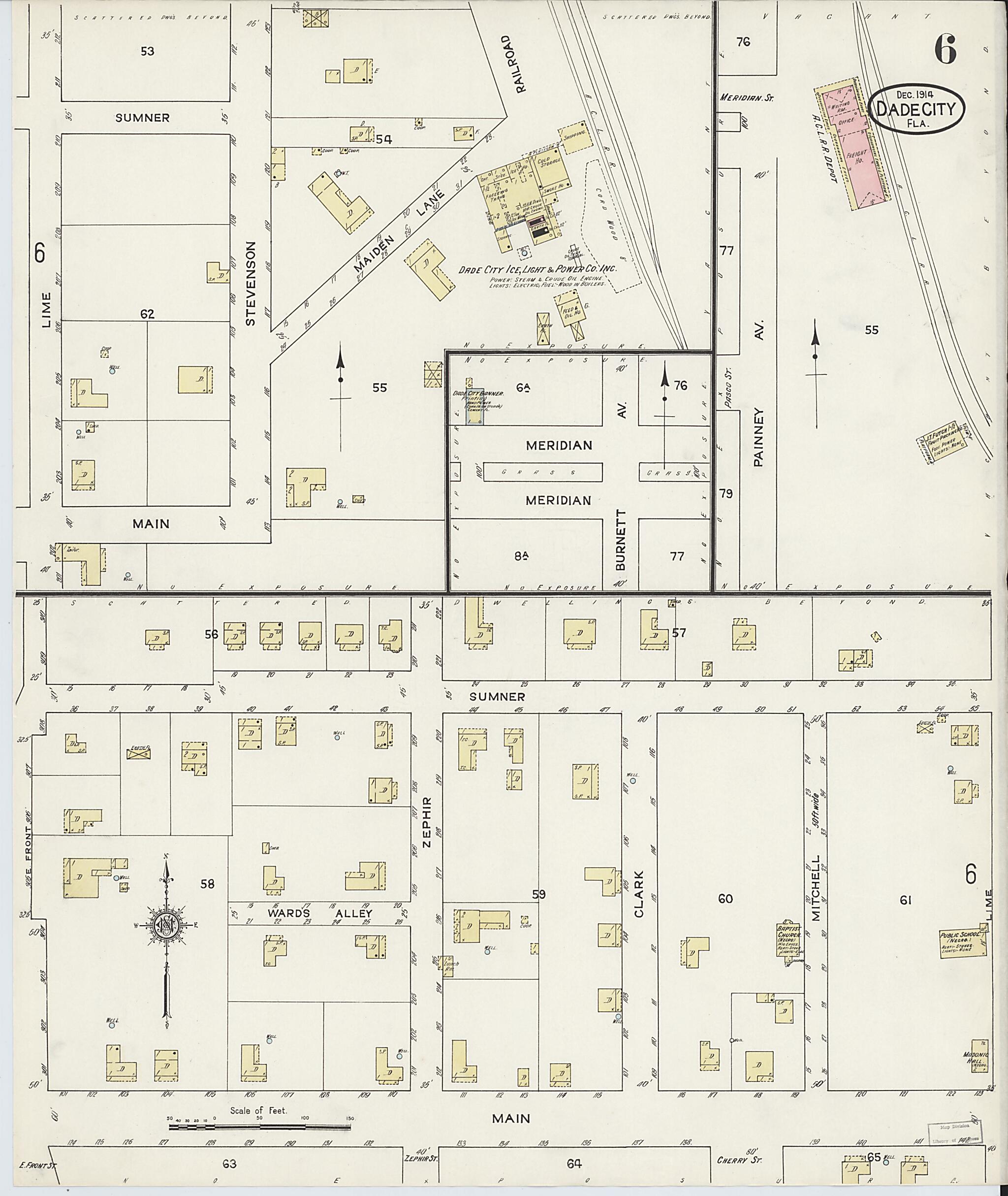 This old map of Dade City, Pasco County, Florida was created by Sanborn Map Company in 1914