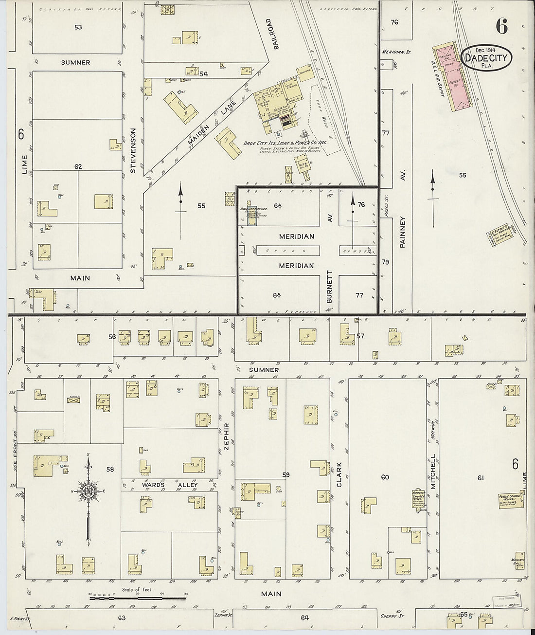 This old map of Dade City, Pasco County, Florida was created by Sanborn Map Company in 1914
