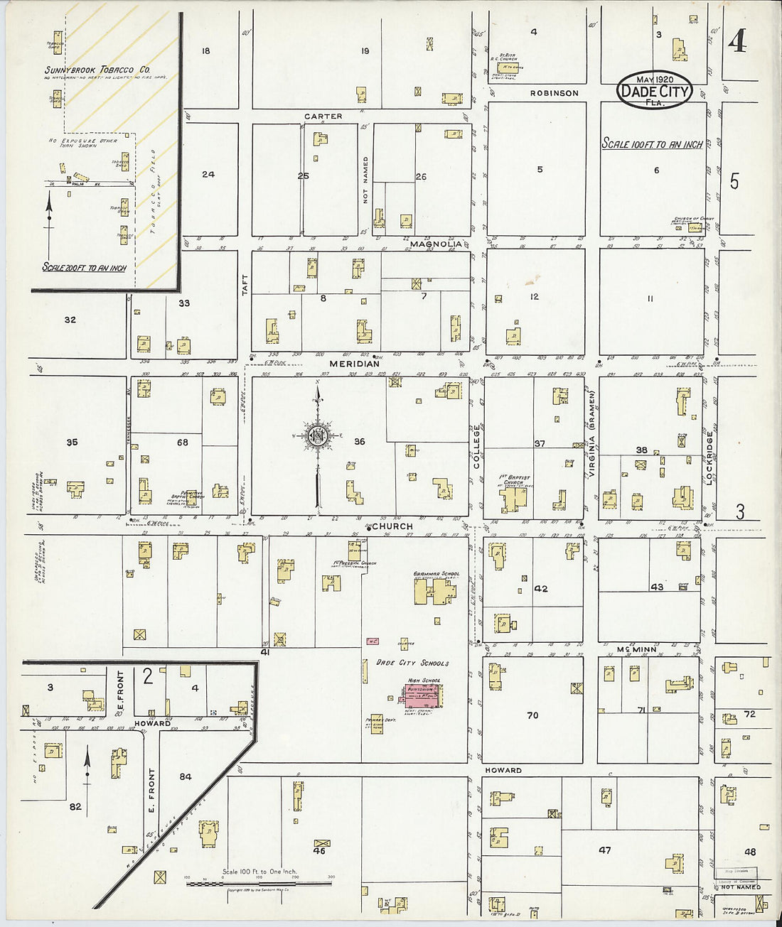 This old map of Dade City, Pasco County, Florida was created by Sanborn Map Company in 1920