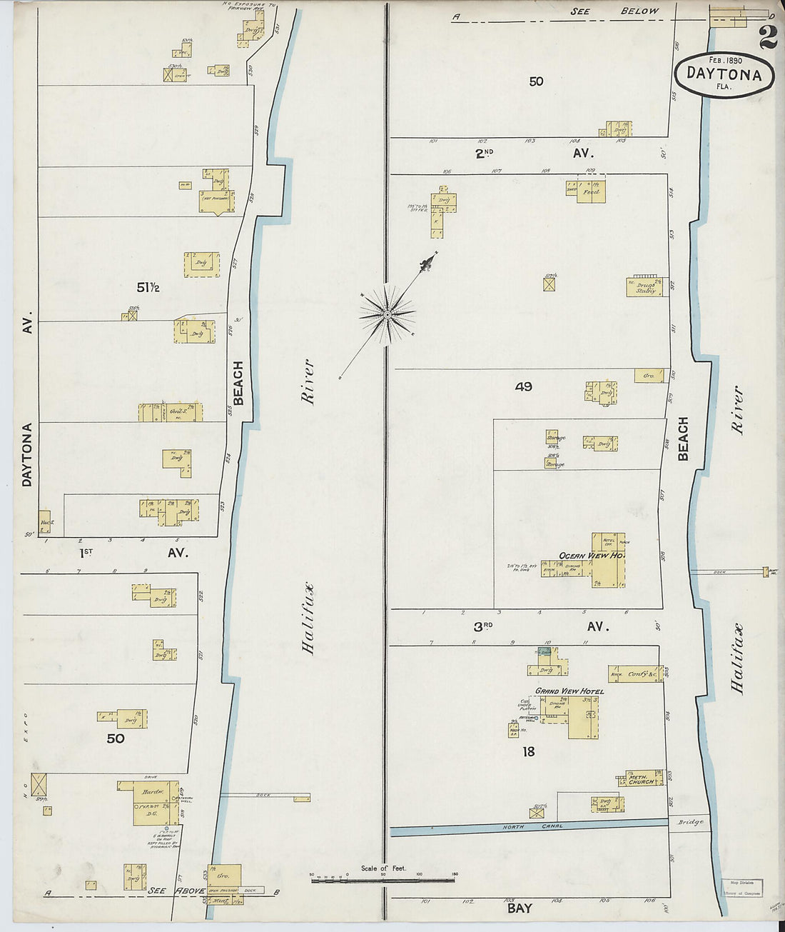 This old map of Daytona, Volusia County, Florida was created by Sanborn Map Company in 1890