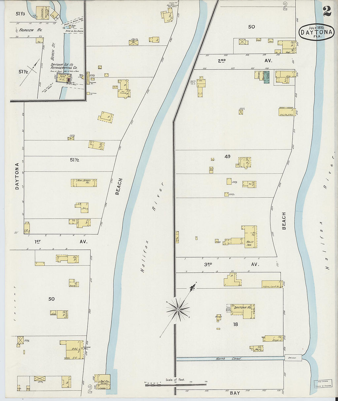 This old map of Daytona, Volusia County, Florida was created by Sanborn Map Company in 1895