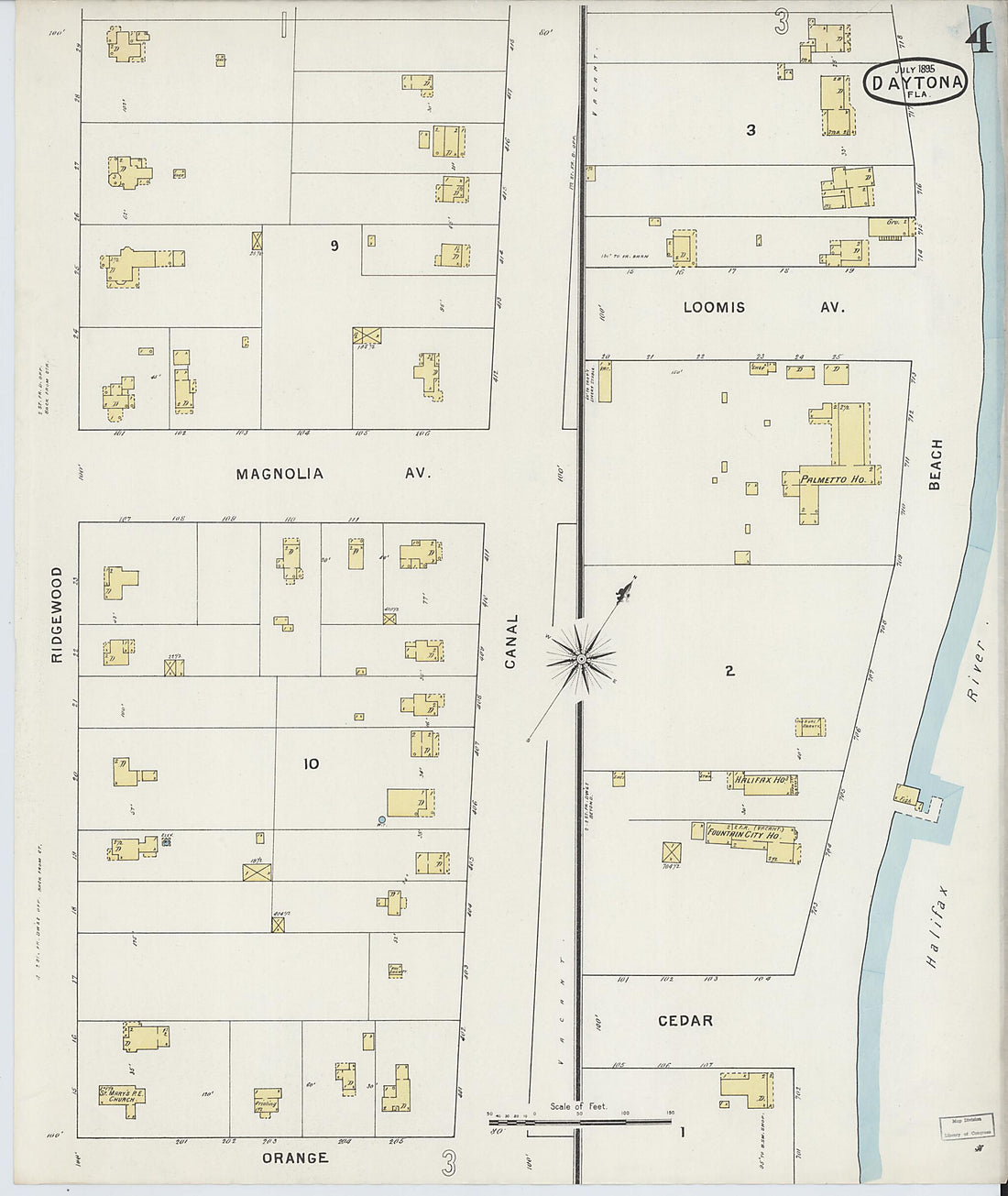 This old map of Daytona, Volusia County, Florida was created by Sanborn Map Company in 1895
