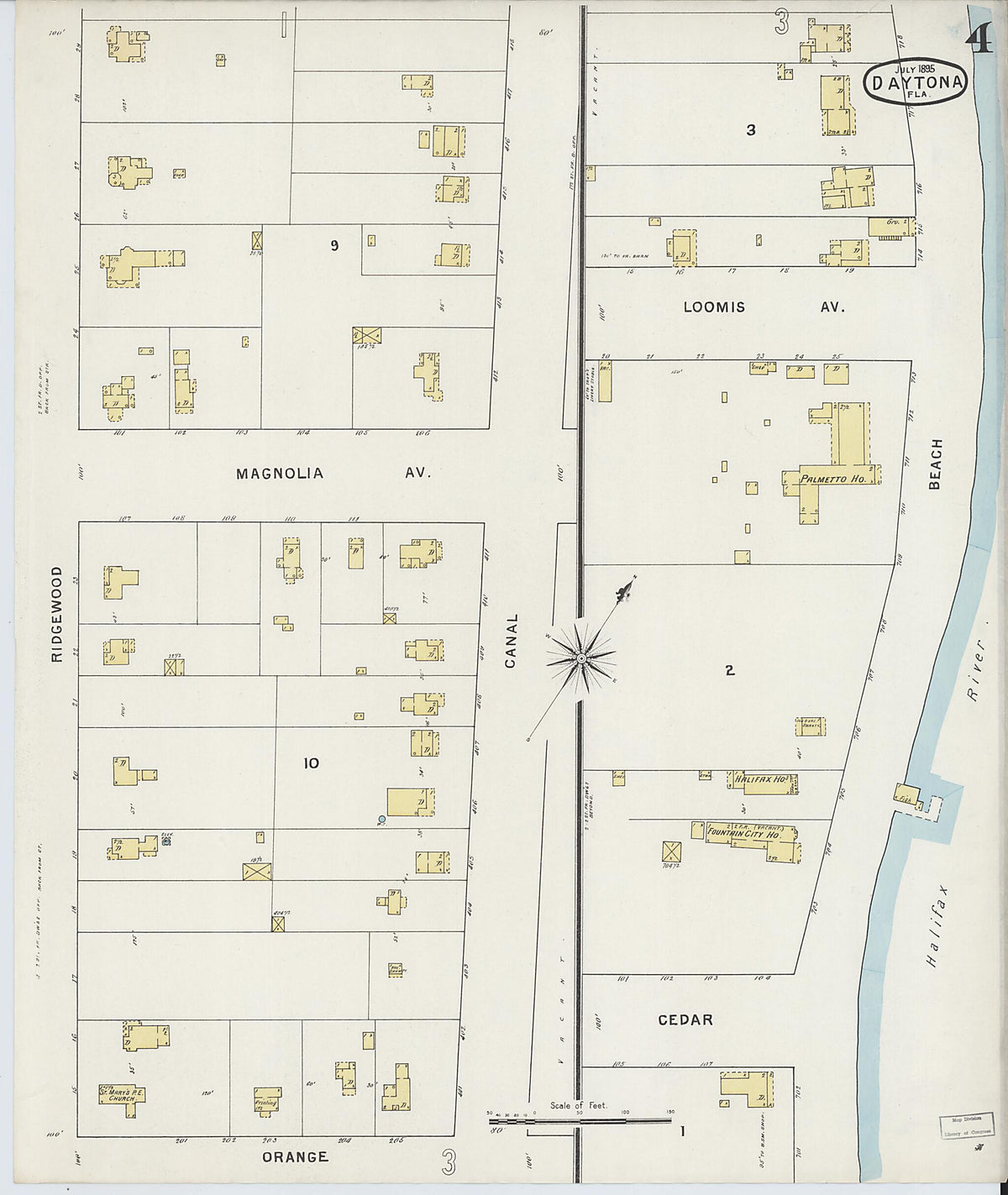 Daytona, Volusia County, Florida 1895 (Sheet 4 of 4) by Relic Map Company