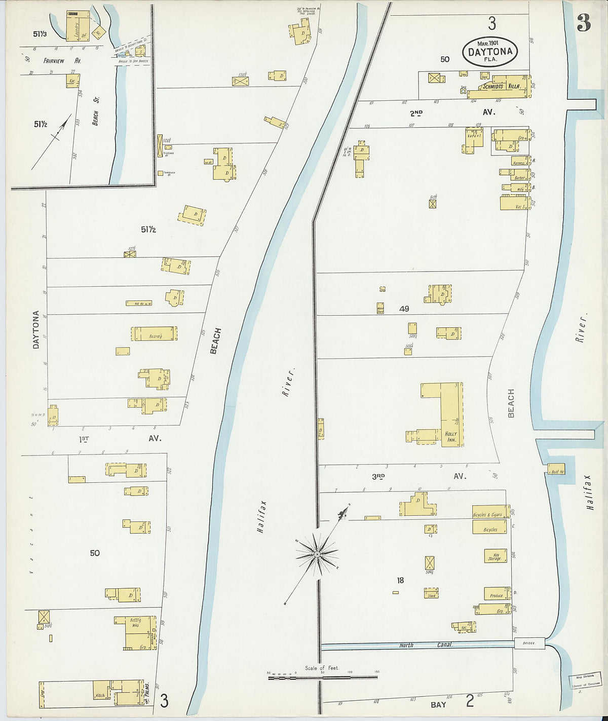 Daytona, Volusia County, Florida 1901 (Sheet 3 of 5) by Relic Map Company
