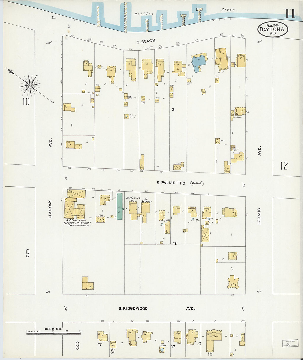 Daytona, Volusia County, Florida 1906 (Sheet 11 of 12) by Relic Map Company
