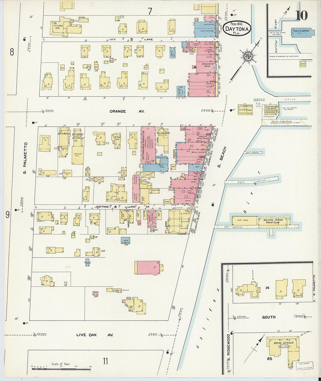 This old map of Daytona, Volusia County, Florida was created by Sanborn Map Company in 1912