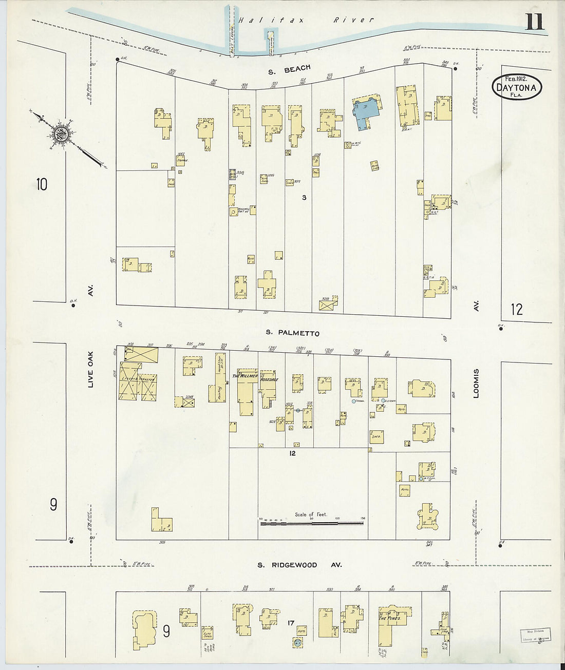 This old map of Daytona, Volusia County, Florida was created by Sanborn Map Company in 1912