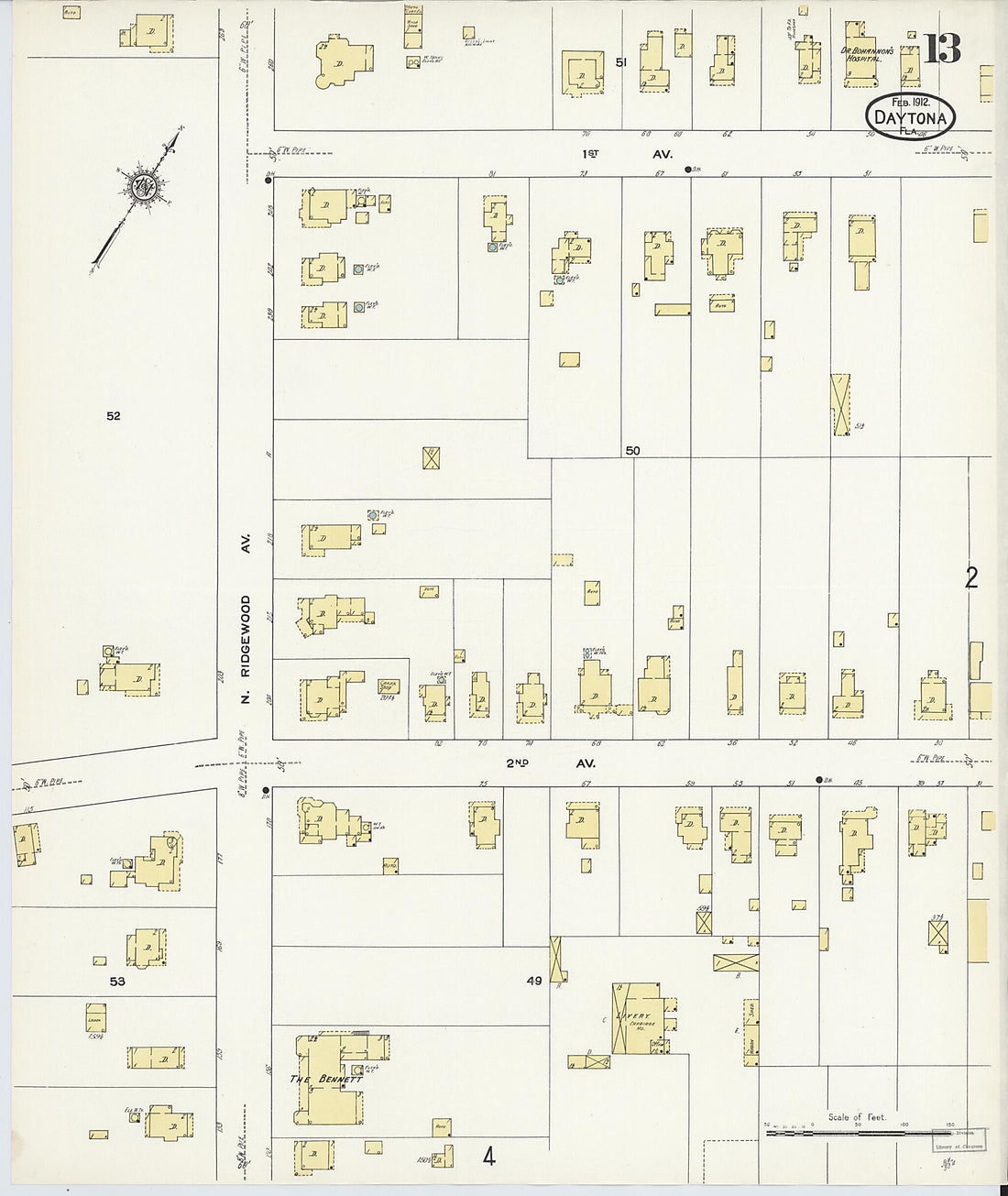 This old map of Daytona, Volusia County, Florida was created by Sanborn Map Company in 1912