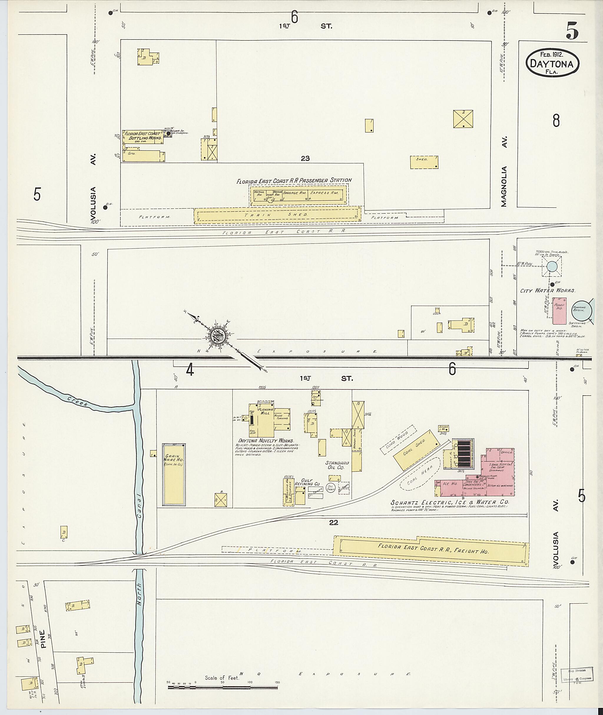 This old map of Daytona, Volusia County, Florida was created by Sanborn Map Company in 1912