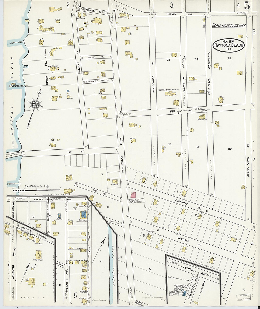 This old map of Seabreeze, Volusia County, Florida was created by Sanborn Map Company in 1916