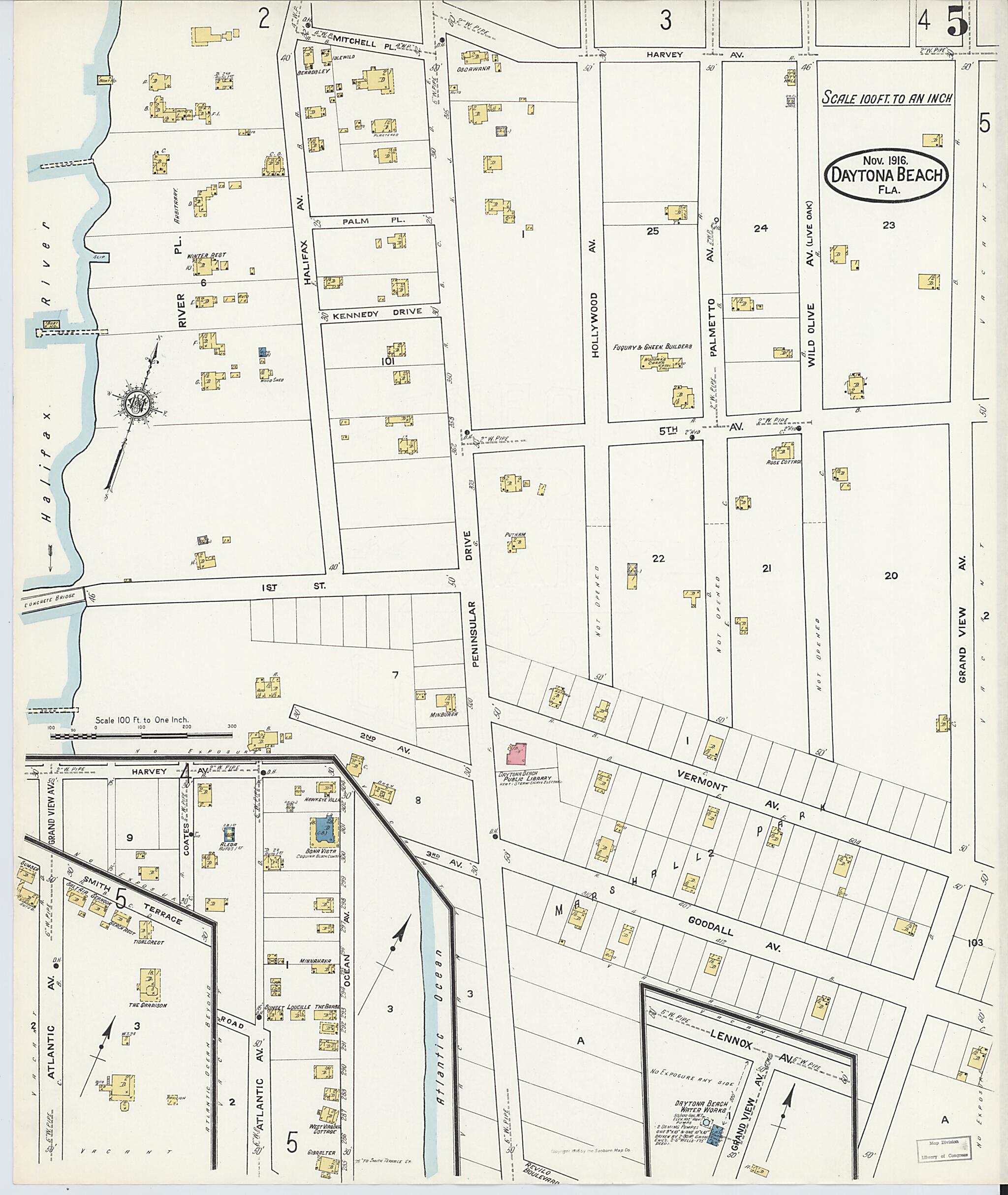 This old map of Seabreeze, Volusia County, Florida was created by Sanborn Map Company in 1916