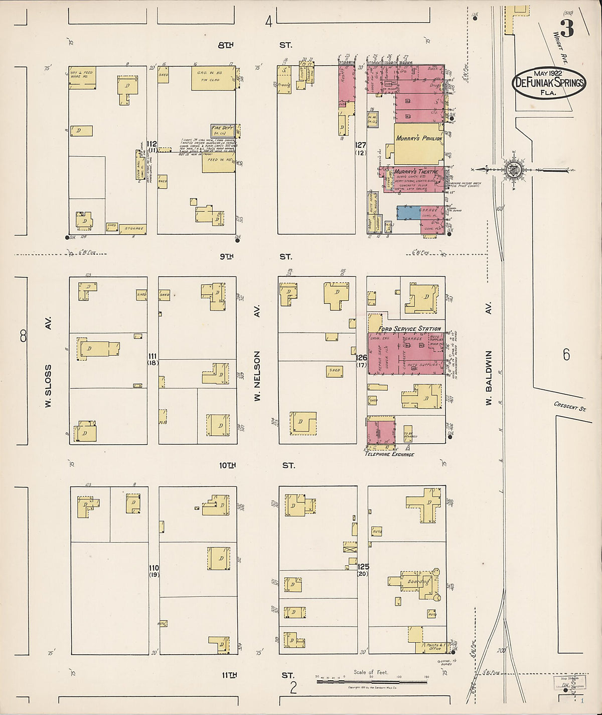 De Funiak Springs, Walton County, Florida 1922 (Sheet 3 of 9) by Relic Map Company