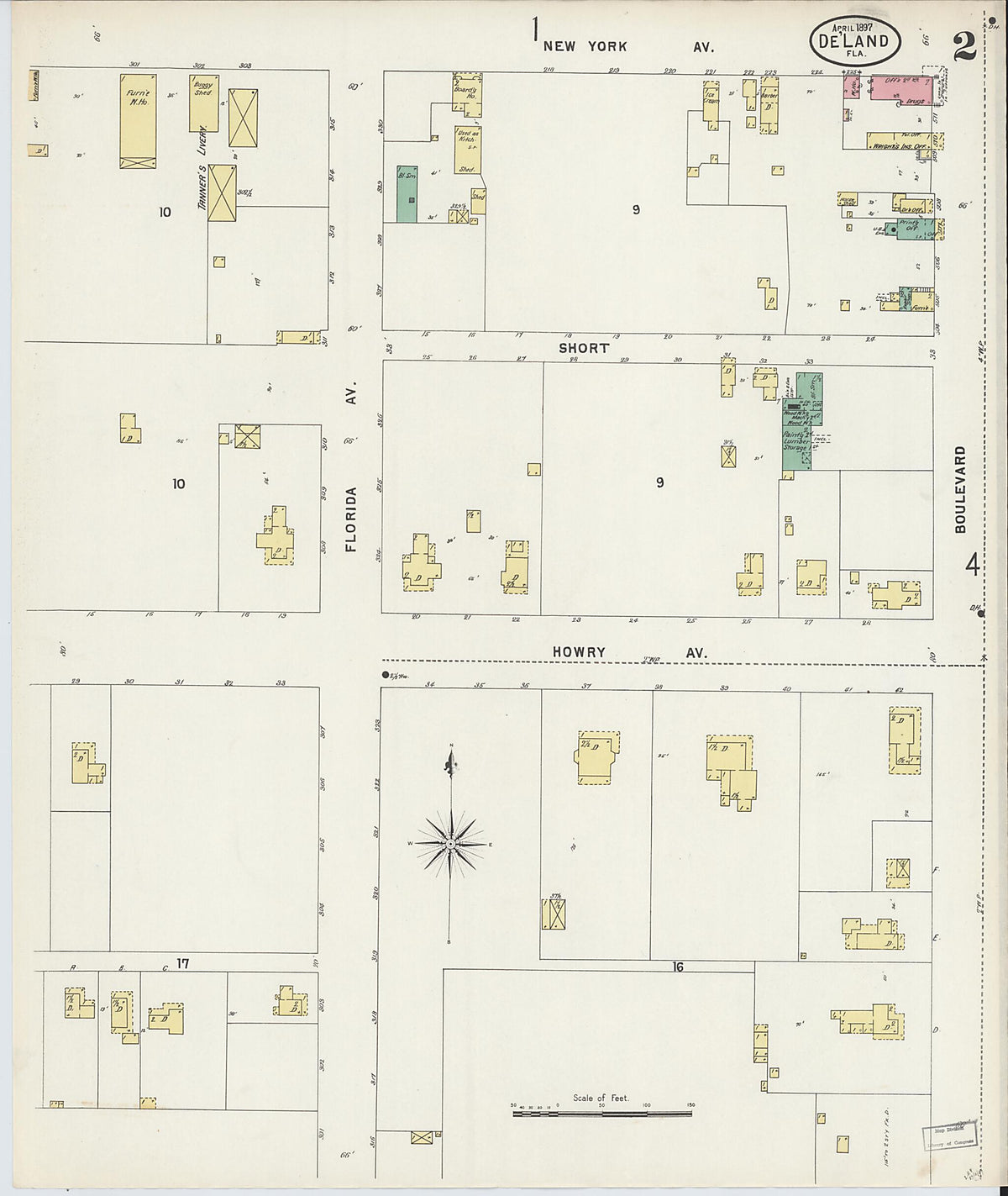 De Land, Volusia County, Florida 1897 (Sheet 2 of 5) by Relic Map Company