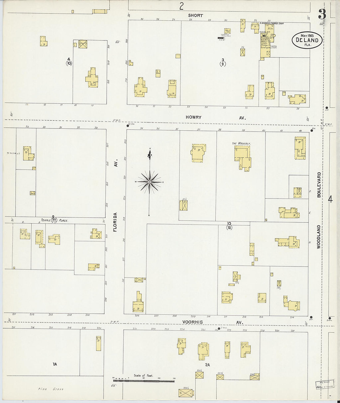 This old map of De Land, Volusia County, Florida was created by Sanborn Map Company in 1903