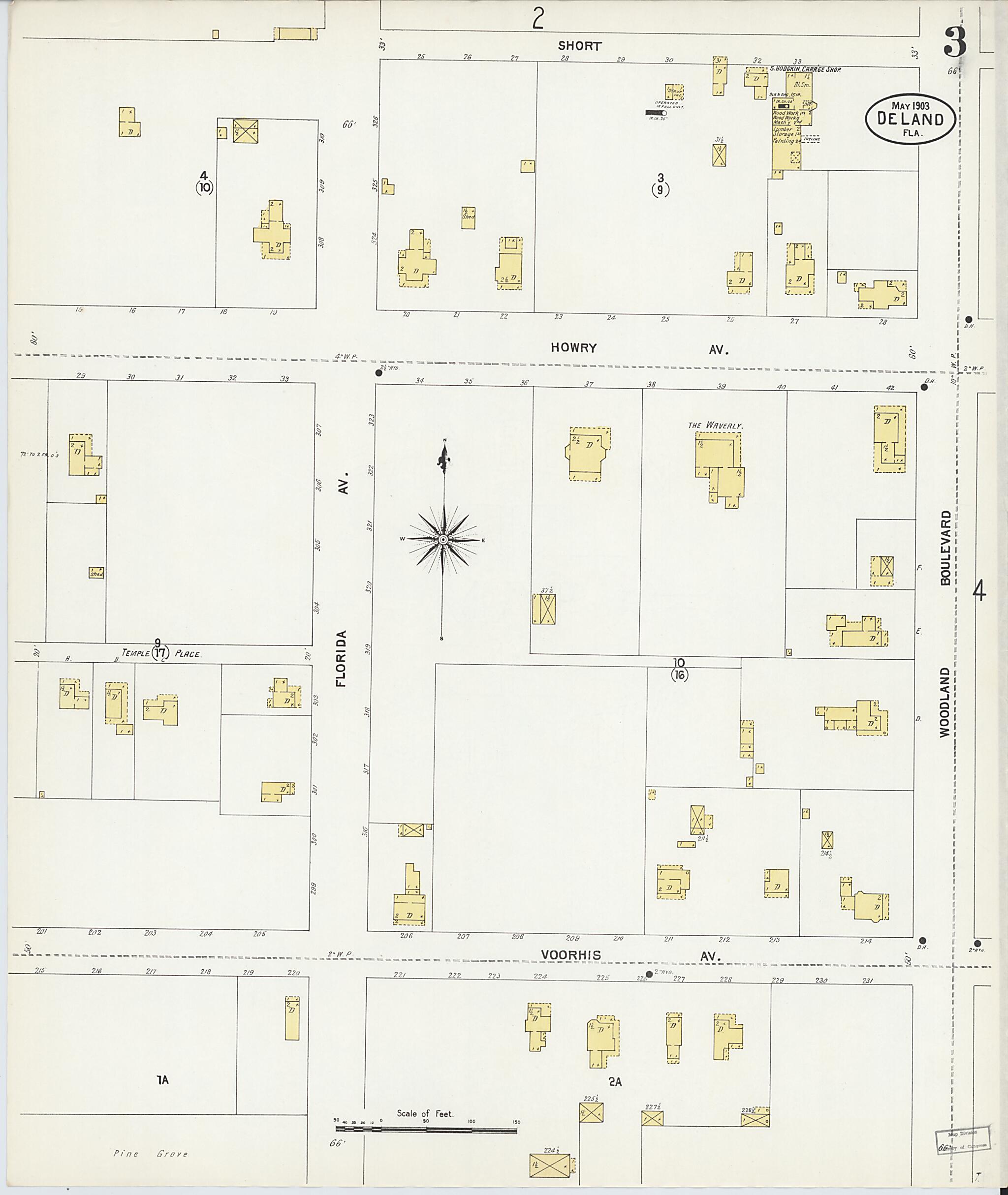 This old map of De Land, Volusia County, Florida was created by Sanborn Map Company in 1903