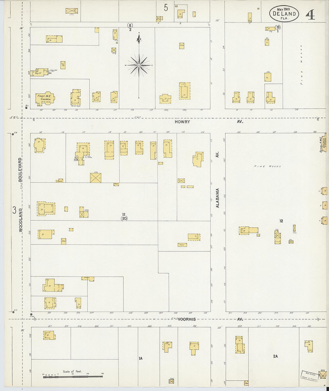 This old map of De Land, Volusia County, Florida was created by Sanborn Map Company in 1903