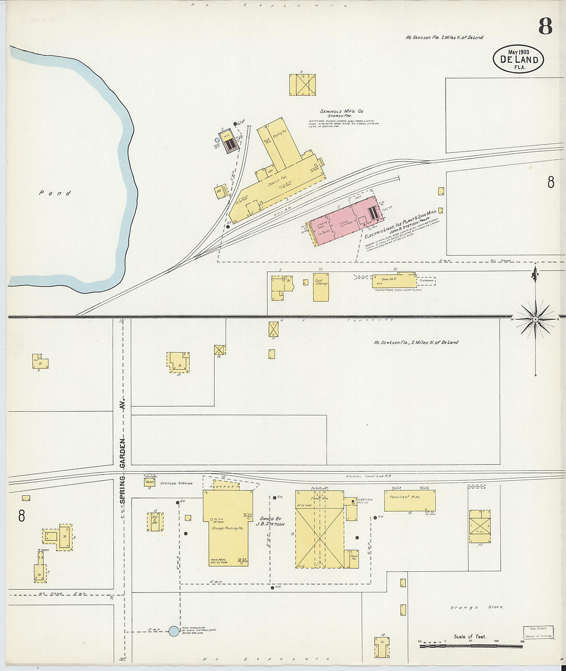 This old map of De Land, Volusia County, Florida was created by Sanborn Map Company in 1903