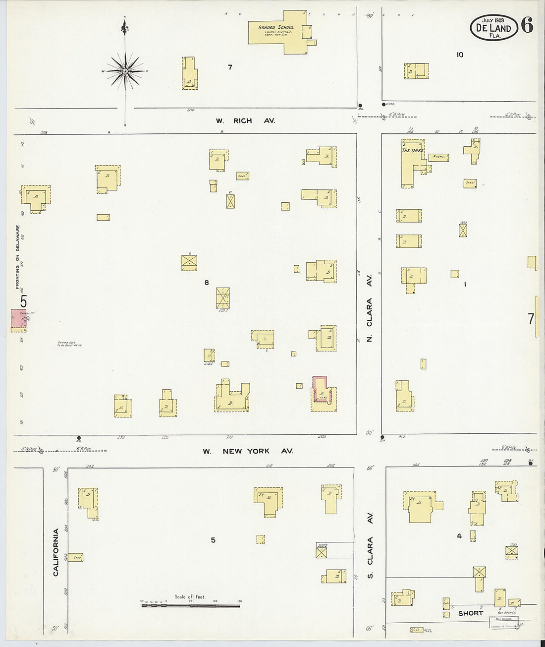 This old map of De Land, Volusia County, Florida was created by Sanborn Map Company in 1909