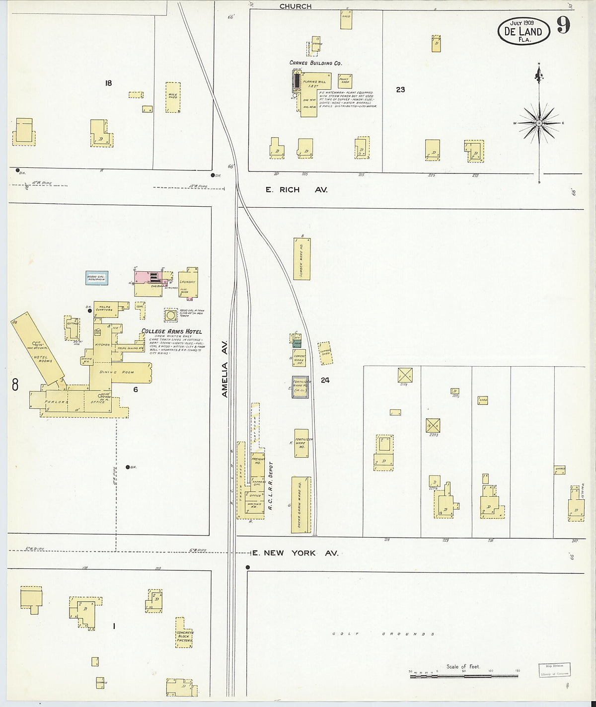 De Land, Volusia County, Florida 1909 (Sheet 9 of 12) by Relic Map Company