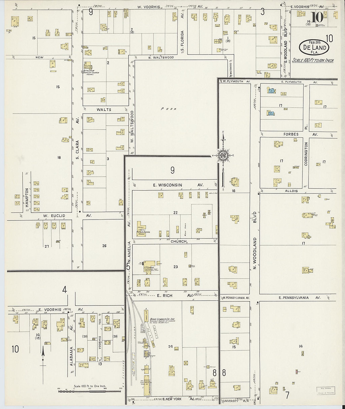 De Land, Volusia County, Florida 1915 (Sheet 10 of 12) by Relic Map Company