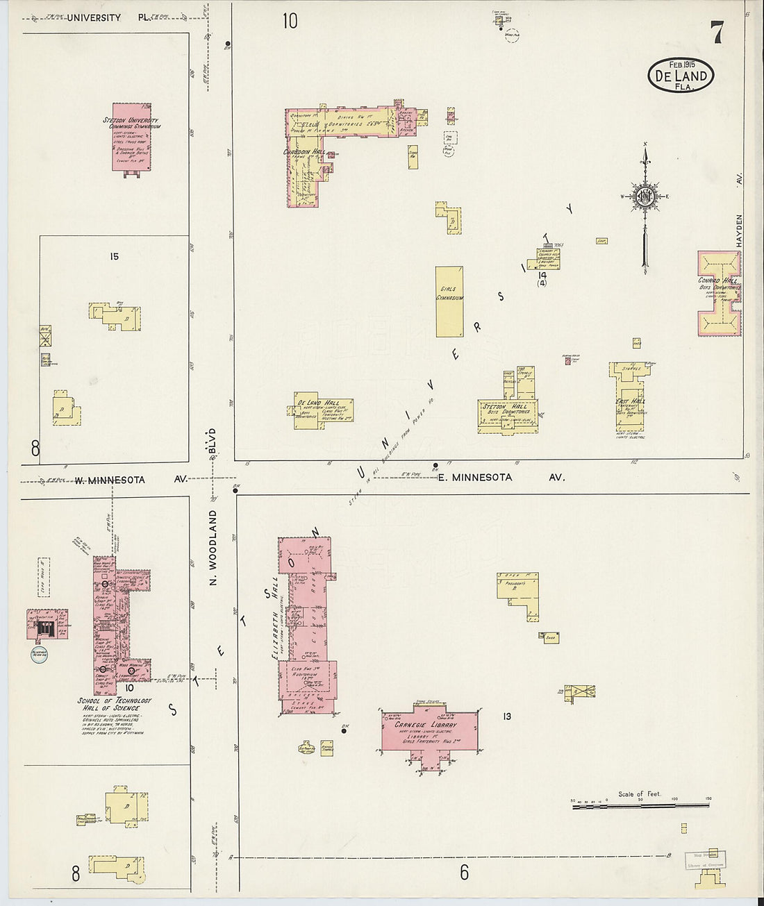 This old map of De Land, Volusia County, Florida was created by Sanborn Map Company in 1915