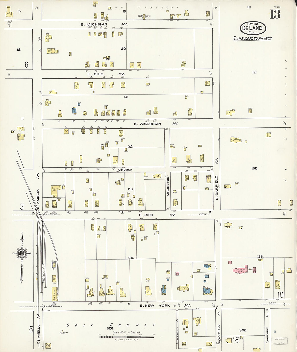 De Land, Volusia County, Florida 1921 (Sheet 13 of 15) by Relic Map Company