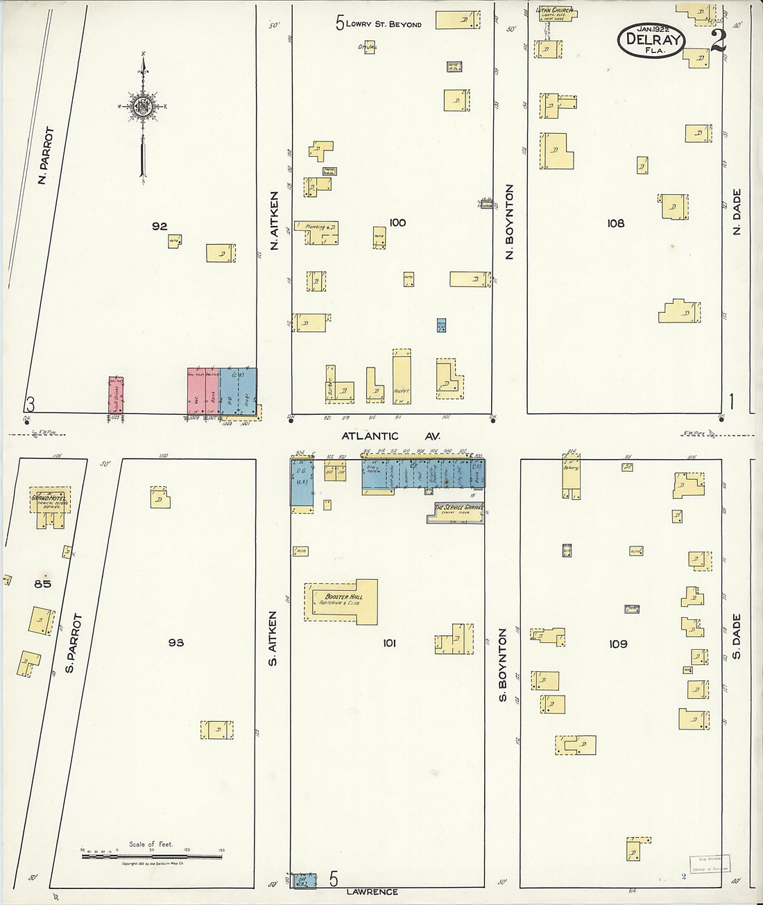 This old map of Delray, Palm Beach County, Florida was created by Sanborn Map Company in 1922