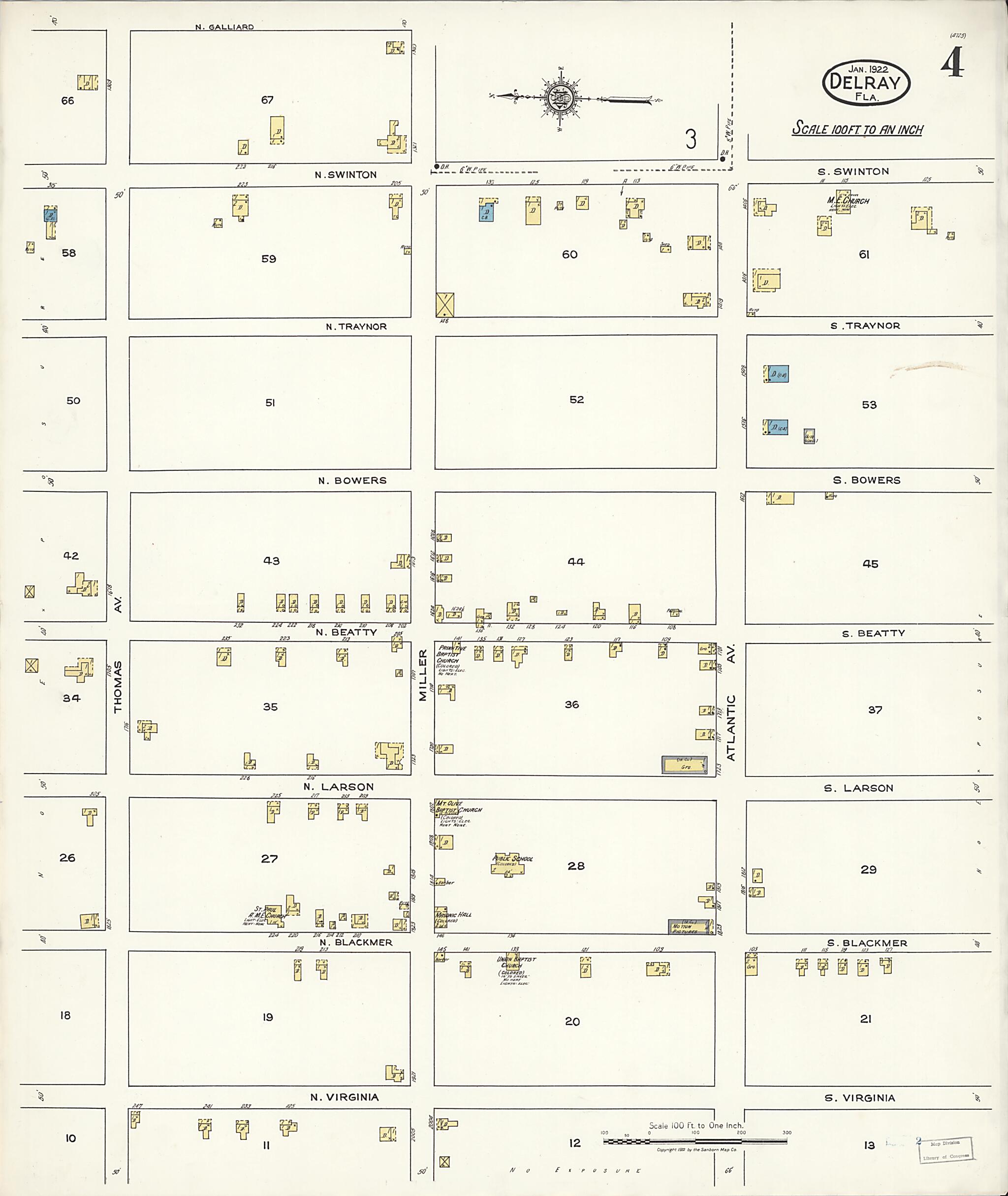 This old map of Delray, Palm Beach County, Florida was created by Sanborn Map Company in 1922