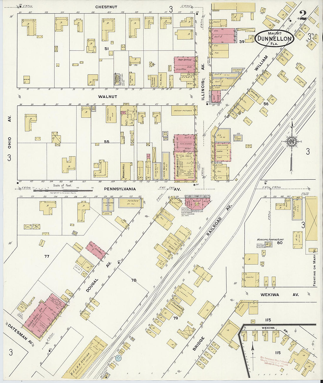 This old map of Dunnellon, Marion County, Florida was created by Sanborn Map Company in 1917