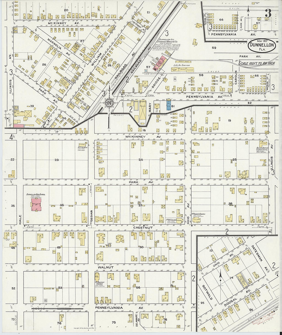This old map of Dunnellon, Marion County, Florida was created by Sanborn Map Company in 1917