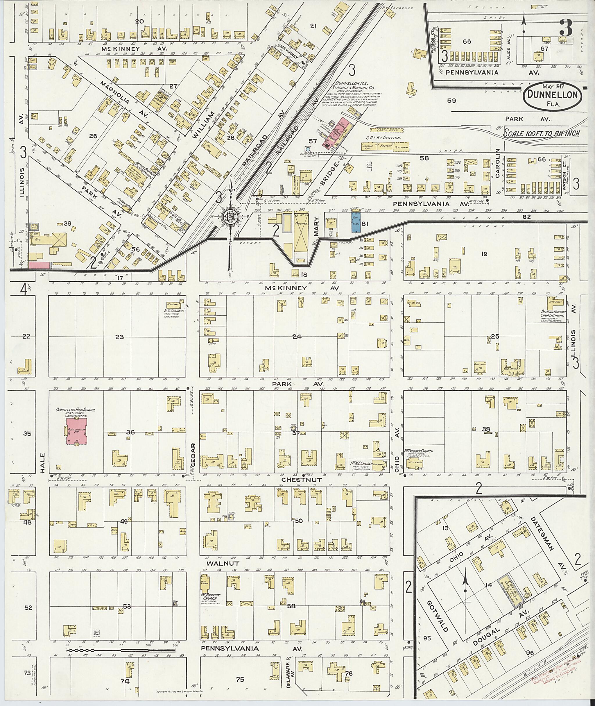 This old map of Dunnellon, Marion County, Florida was created by Sanborn Map Company in 1917