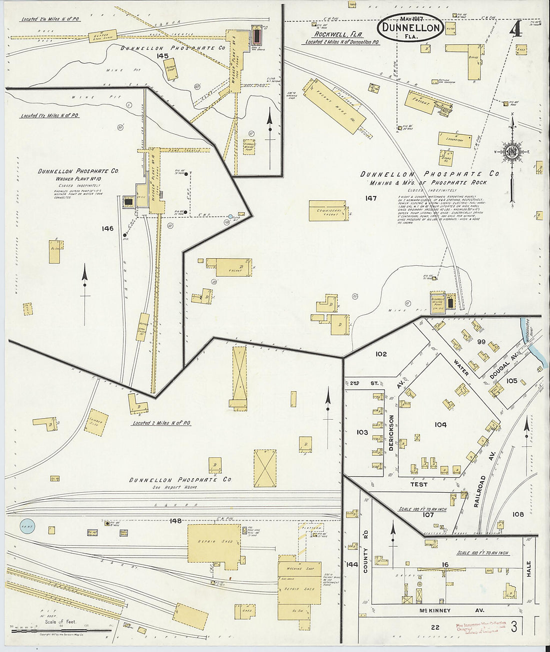 This old map of Dunnellon, Marion County, Florida was created by Sanborn Map Company in 1917