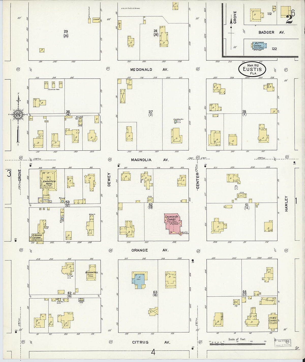 Eustis, Lake County, Florida 1912 (Sheet 2 of 6) by Relic Map Company