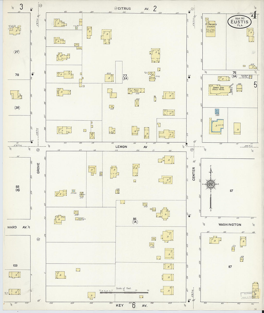 This old map of Eustis, Lake County, Florida was created by Sanborn Map Company in 1912