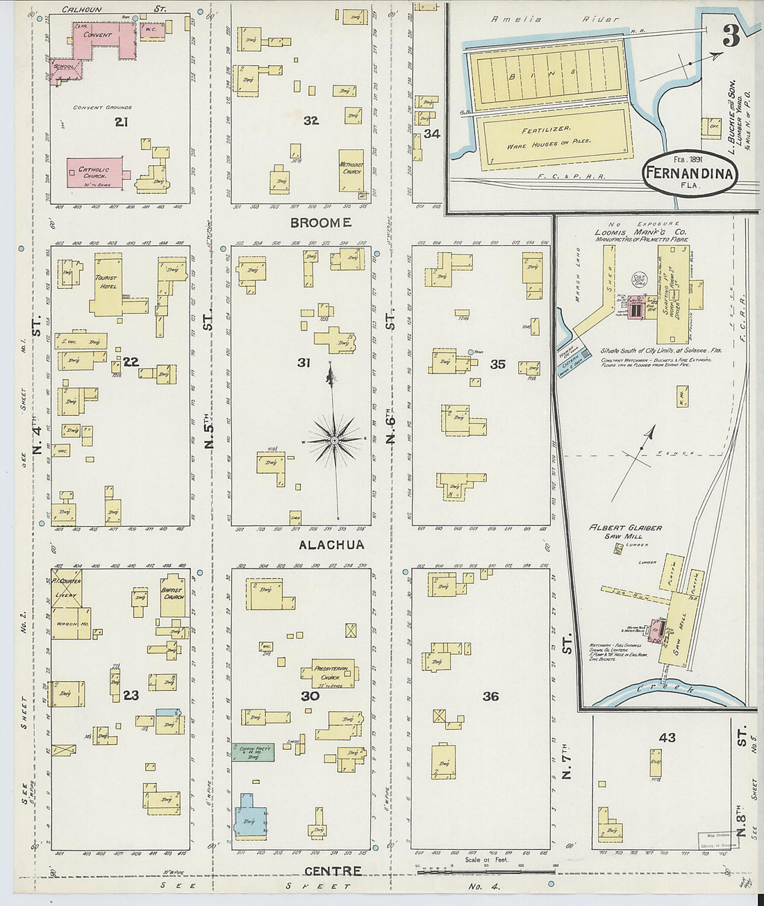 This old map of Fernandina, Nassau County, Florida was created by Sanborn Map Company in 1891