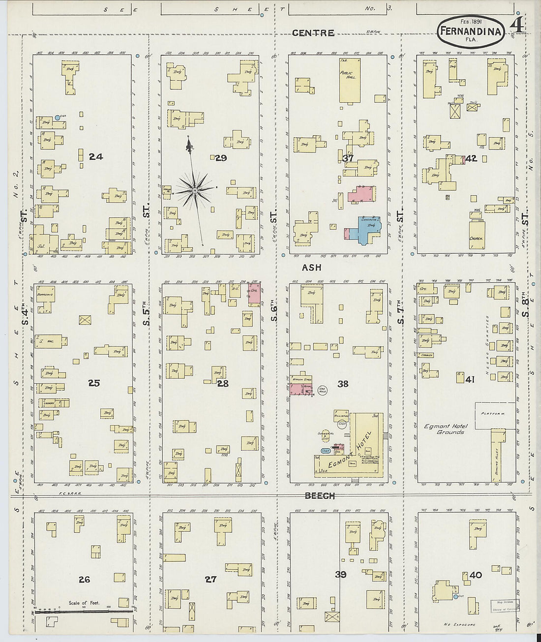 This old map of Fernandina, Nassau County, Florida was created by Sanborn Map Company in 1891