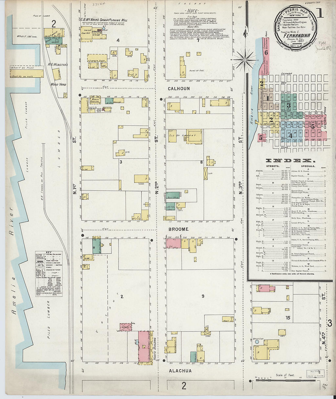 This old map of Fernandina, Nassau County, Florida was created by Sanborn Map Company in 1897