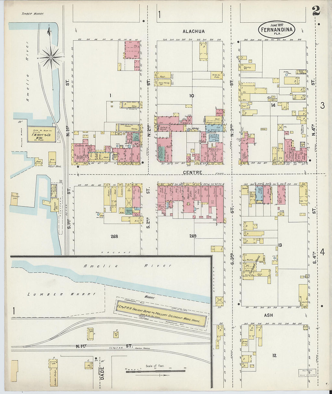 This old map of Fernandina, Nassau County, Florida was created by Sanborn Map Company in 1897