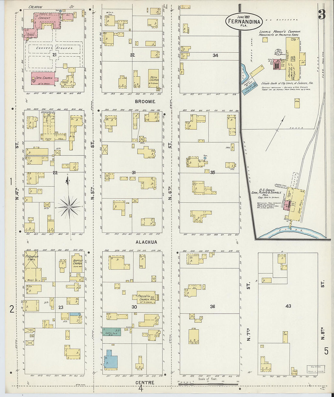 This old map of Fernandina, Nassau County, Florida was created by Sanborn Map Company in 1897