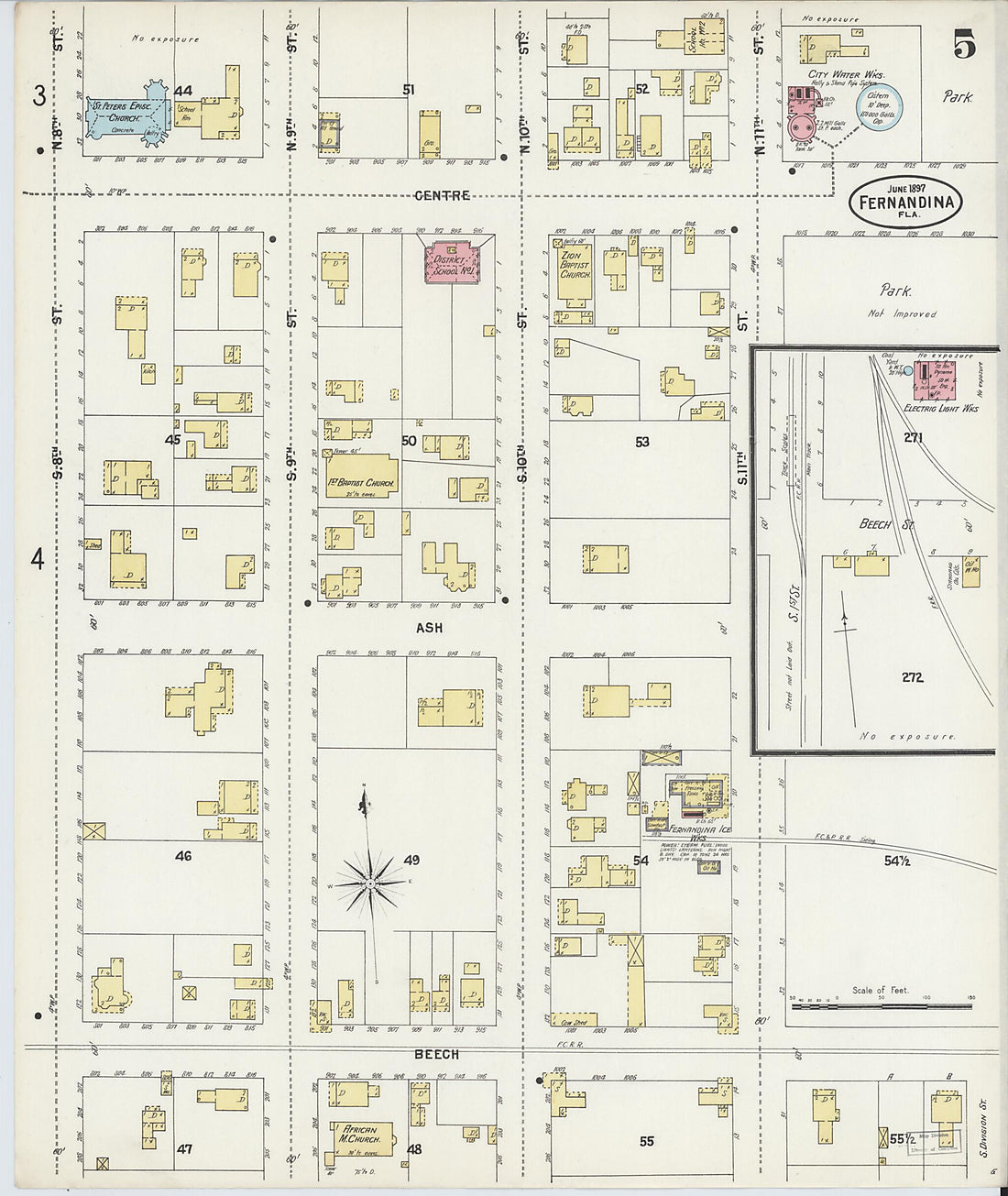 This old map of Fernandina, Nassau County, Florida was created by Sanborn Map Company in 1897