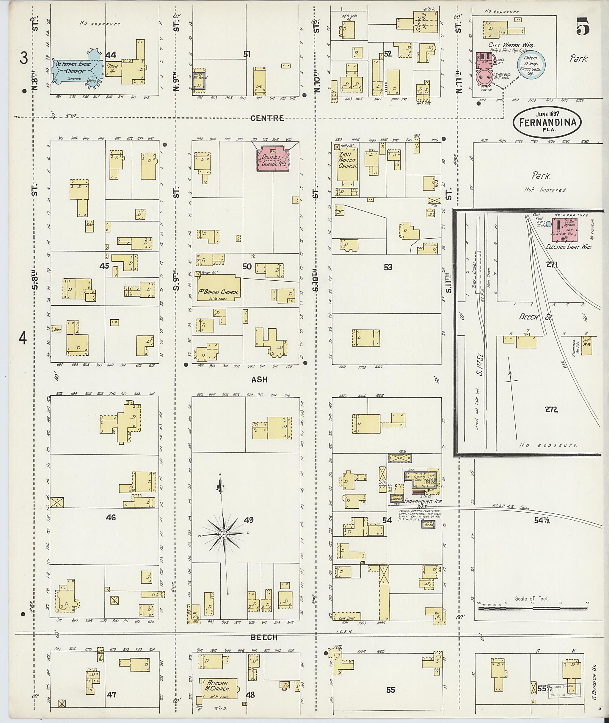 This old map of Fernandina, Nassau County, Florida was created by Sanborn Map Company in 1897
