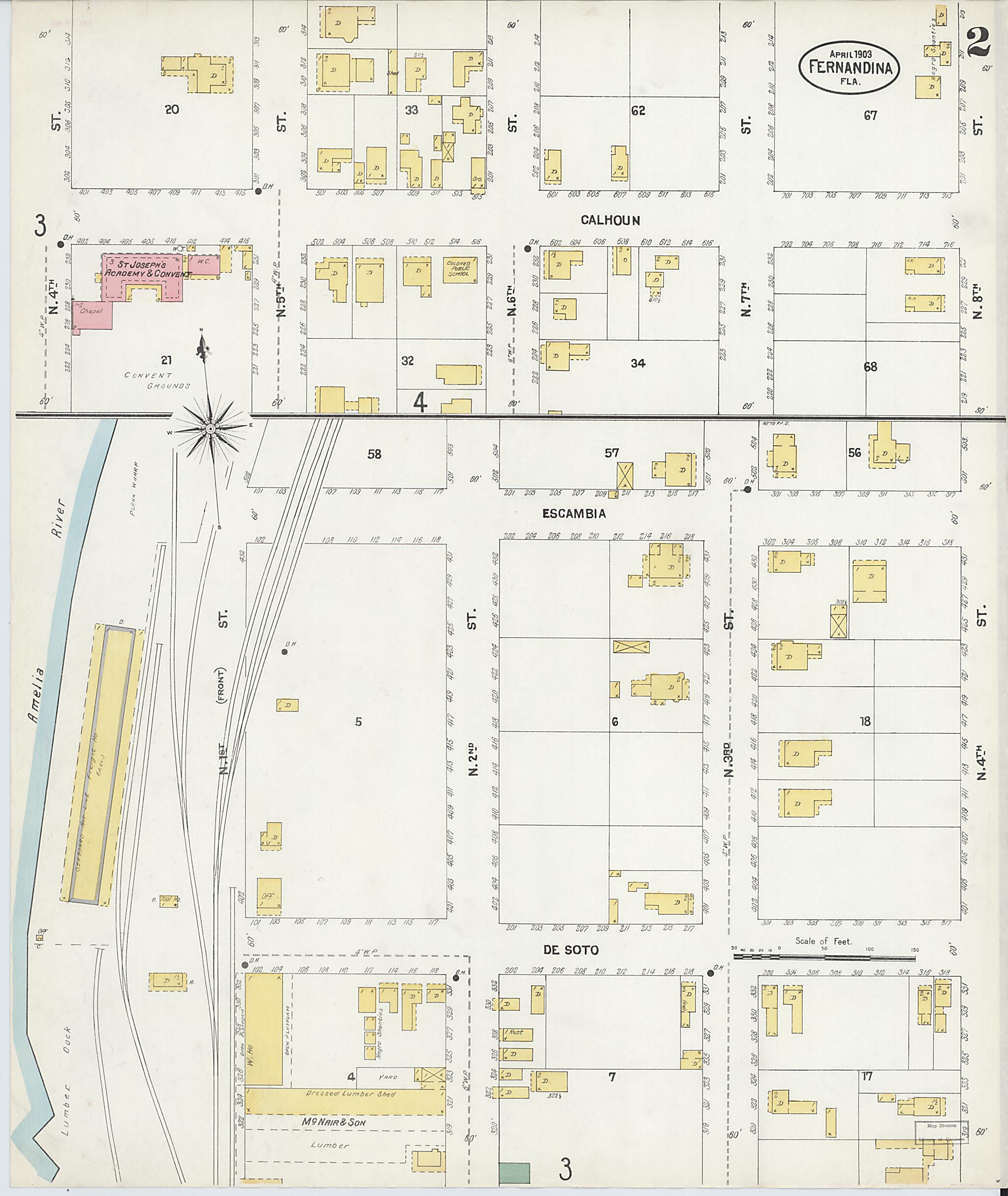 This old map of Fernandina, Nassau County, Florida was created by Sanborn Map Company in 1903